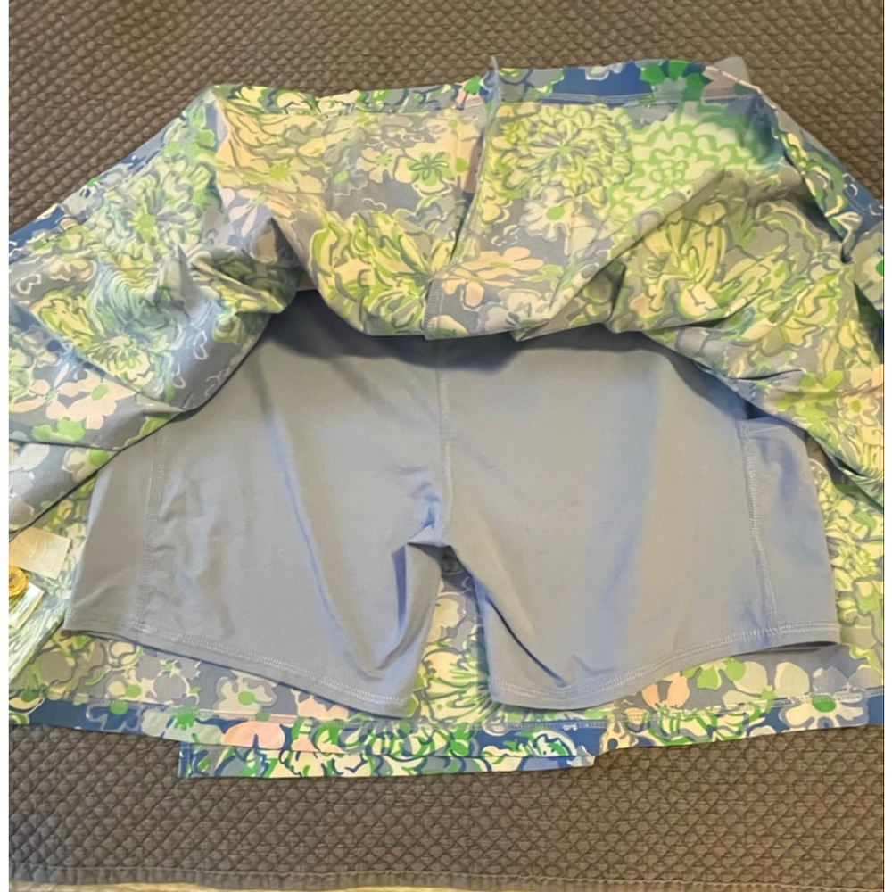 Lilly Pulitzer Luxletic Skort Size 2 Blue Green Floral Pleated Golf Tennis Skirt - Picture 7 of 8